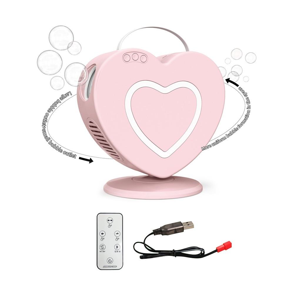 Others |   ES-73 Electric Bubble Machine for Outdoor Wedding Party Interactive Heart Shape Rechargeable Battery Portable Bubble Maker Multi-hole Remote Control Pink Musical Instruments Others