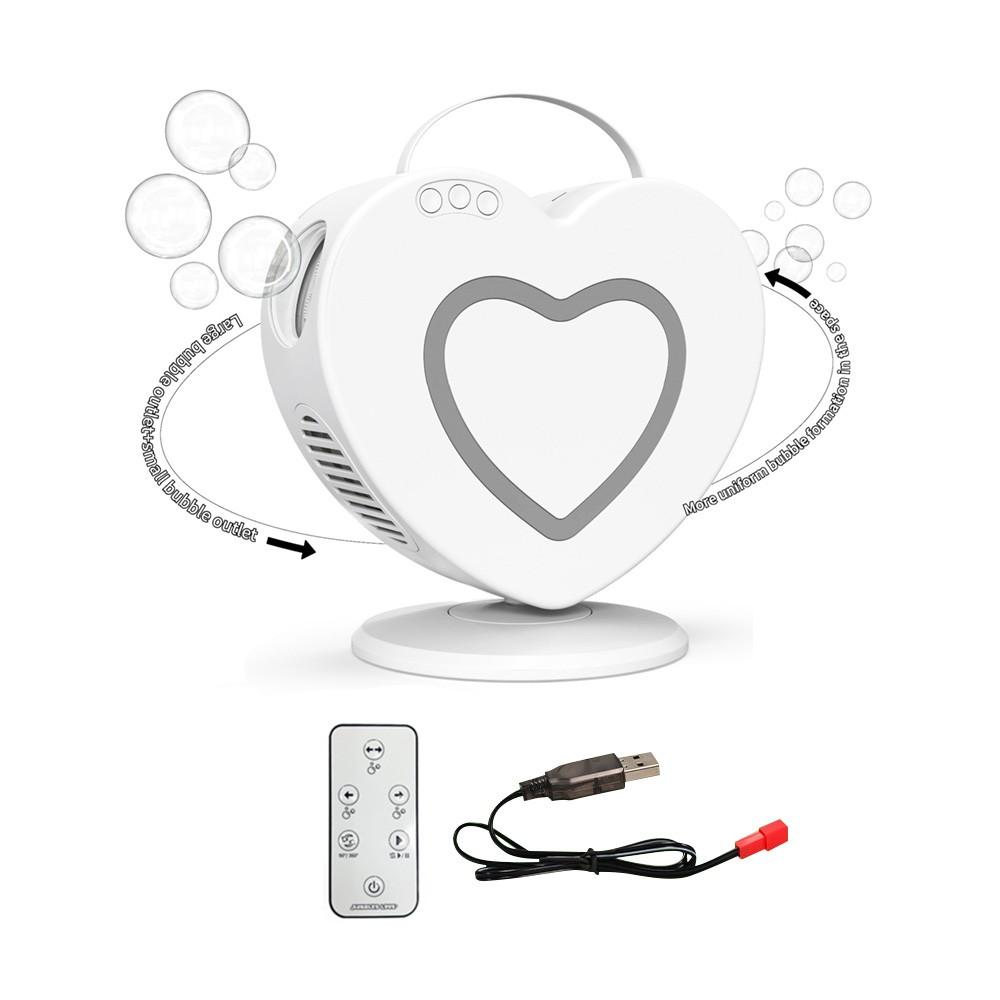 Others |   ES-73 Electric Bubble Machine for Outdoor Wedding Party Interactive Heart Shape Rechargeable Battery Portable Bubble Maker Multi-hole Remote Control White Musical Instruments Others