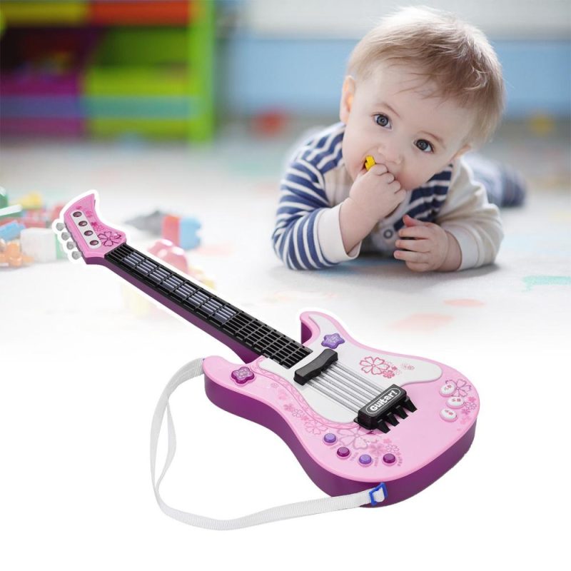 Others |   Kids Little Guitar with Rhythm Lights and Sounds Fun Educational Musical Instruments Electric Guitar Toy for Toddlers Children Boys and Girls Blue Pink Musical Instruments Others