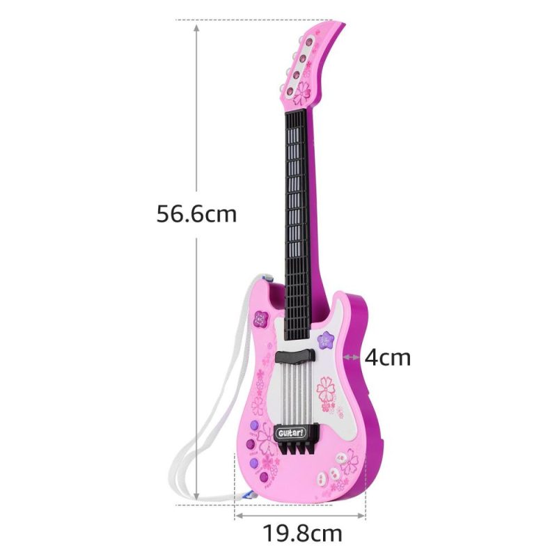 Others |   Kids Little Guitar with Rhythm Lights and Sounds Fun Educational Musical Instruments Electric Guitar Toy for Toddlers Children Boys and Girls Blue Pink Musical Instruments Others