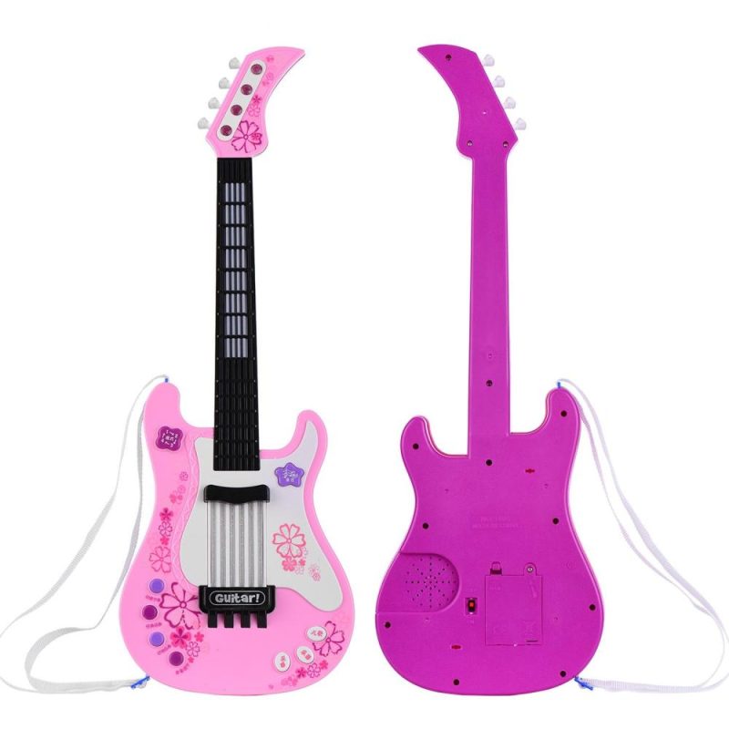 Others |   Kids Little Guitar with Rhythm Lights and Sounds Fun Educational Musical Instruments Electric Guitar Toy for Toddlers Children Boys and Girls Blue Pink Musical Instruments Others