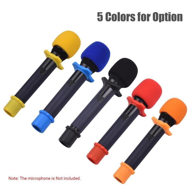 Others |   Microphone Protection Accessory Kit with Foam Windshield Anti-rolling Silicone Ring Bottom Rod Sleeve Holder for Wireless Handheld Mic Black Musical Instruments Black