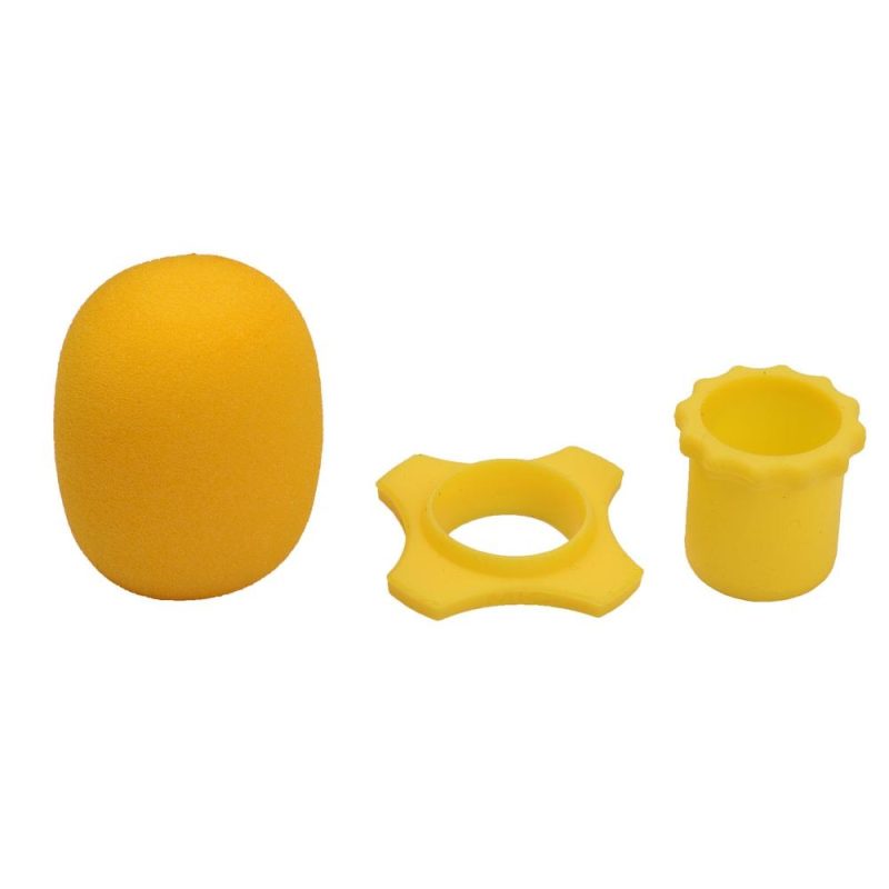 Others |   Microphone Protection Accessory Kit with Foam Windshield Anti-rolling Silicone Ring Bottom Rod Sleeve Holder for Wireless Handheld Mic Yellow Musical Instruments Others