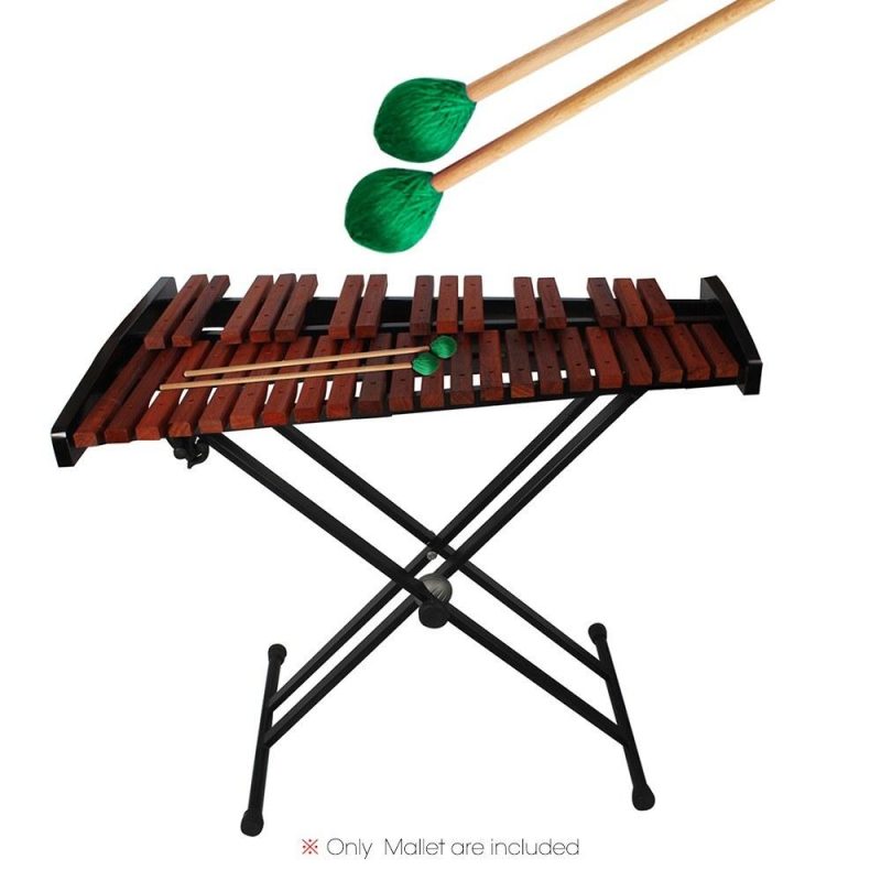 Others |   Middle Marimba Stick Mallets Xylophone Glockensplel Mallet with Beech Handle Percussion Kit Musical Instrument Accessories Mallets for Professionals Amateurs 1 Pair Green Green Musical Instruments Green