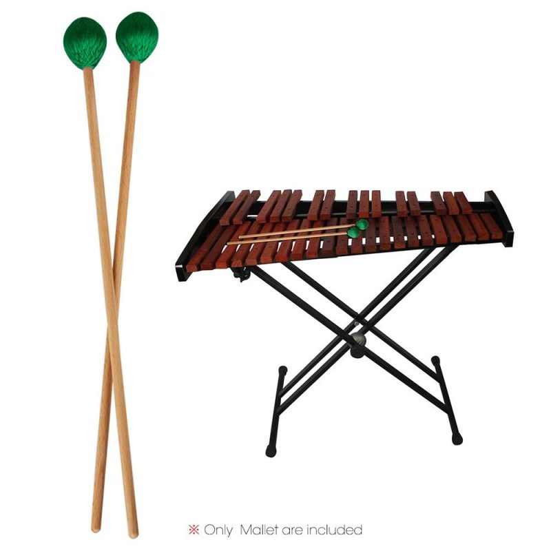 Others |   Middle Marimba Stick Mallets Xylophone Glockensplel Mallet with Beech Handle Percussion Kit Musical Instrument Accessories Mallets for Professionals Amateurs 1 Pair Green Green Musical Instruments Green