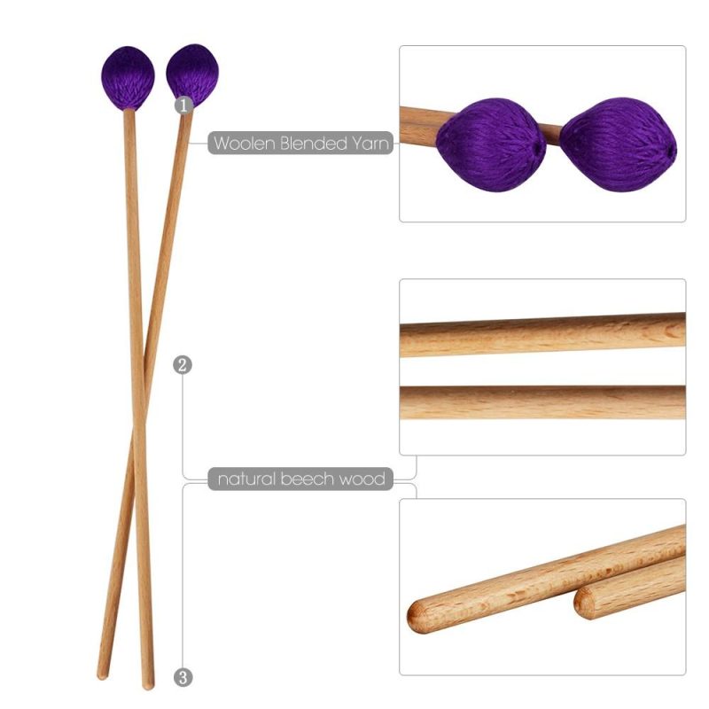 Others |   Middle Marimba Stick Mallets Xylophone Glockensplel Mallet with Beech Handle Percussion Kit Musical Instrument Accessories Mallets for Professionals Amateurs 1 Pair Green Purple Musical Instruments Others