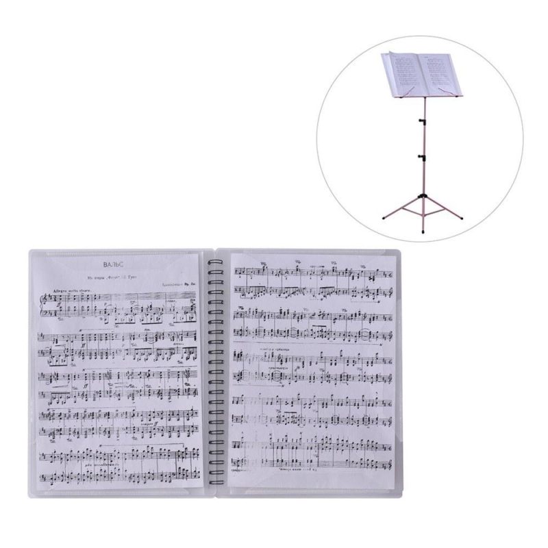 Others |   Multifunctional Music Score Holder A4 Size Paper Sheet Document File Organizer Folder with 40 Pockets White Musical Instruments Others