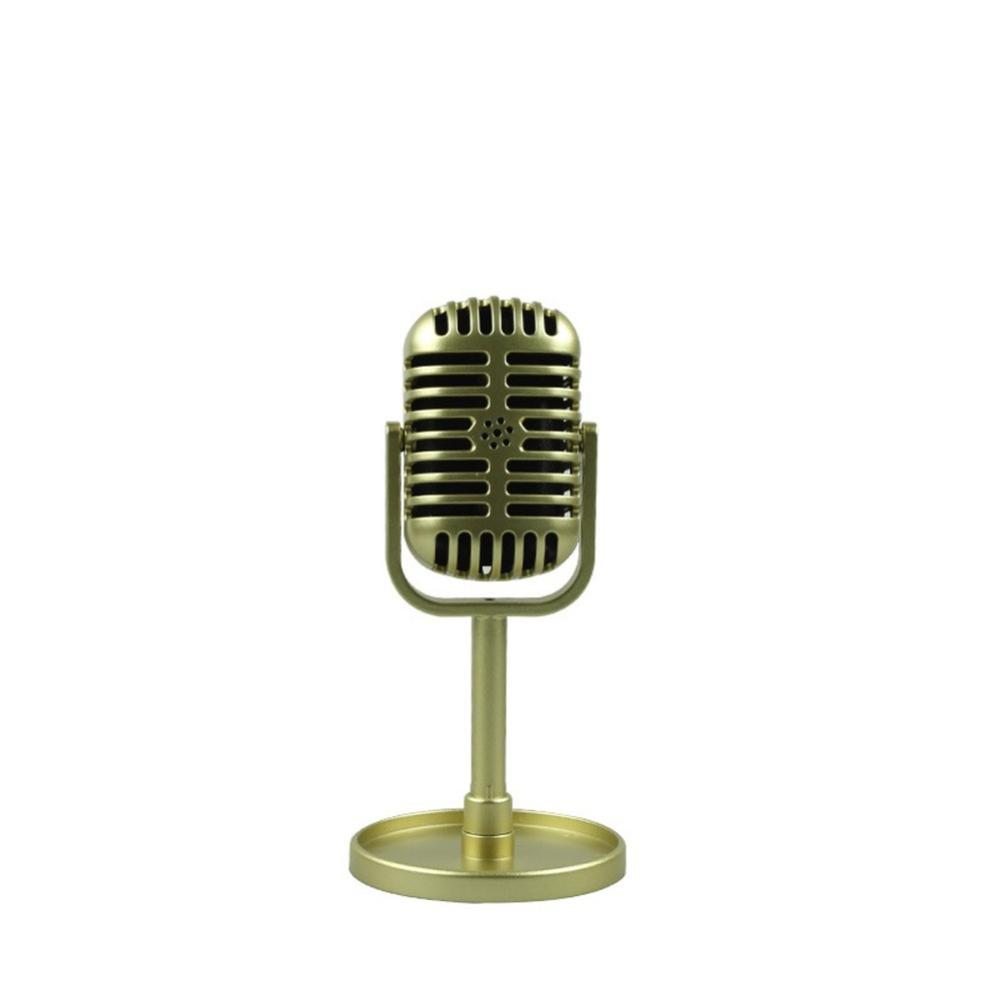 Others |   Simulation Props Vintage Mic Classic Vocal Style Microphone Staged Photography Accessory Gold Musical Instruments Gold