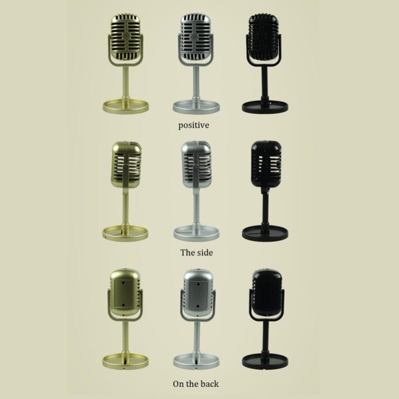 Others |   Simulation Props Vintage Mic Classic Vocal Style Microphone Staged Photography Accessory Gold Musical Instruments Gold