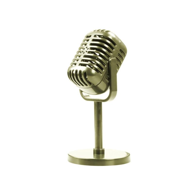 Others |   Simulation Props Vintage Mic Classic Vocal Style Microphone Staged Photography Accessory Gold Musical Instruments Gold