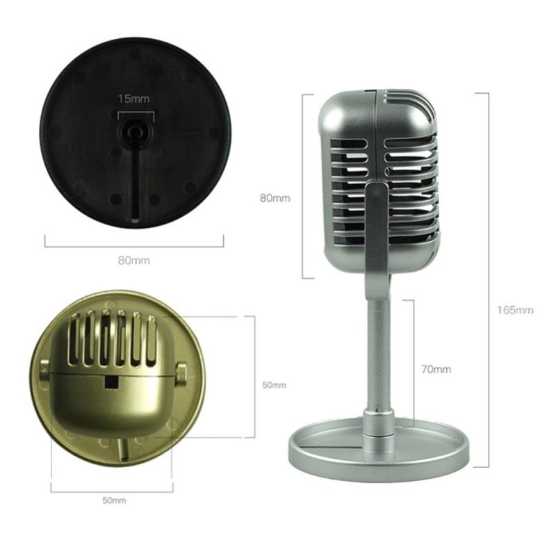 Others |   Simulation Props Vintage Mic Classic Vocal Style Microphone Staged Photography Accessory Gold Musical Instruments Gold