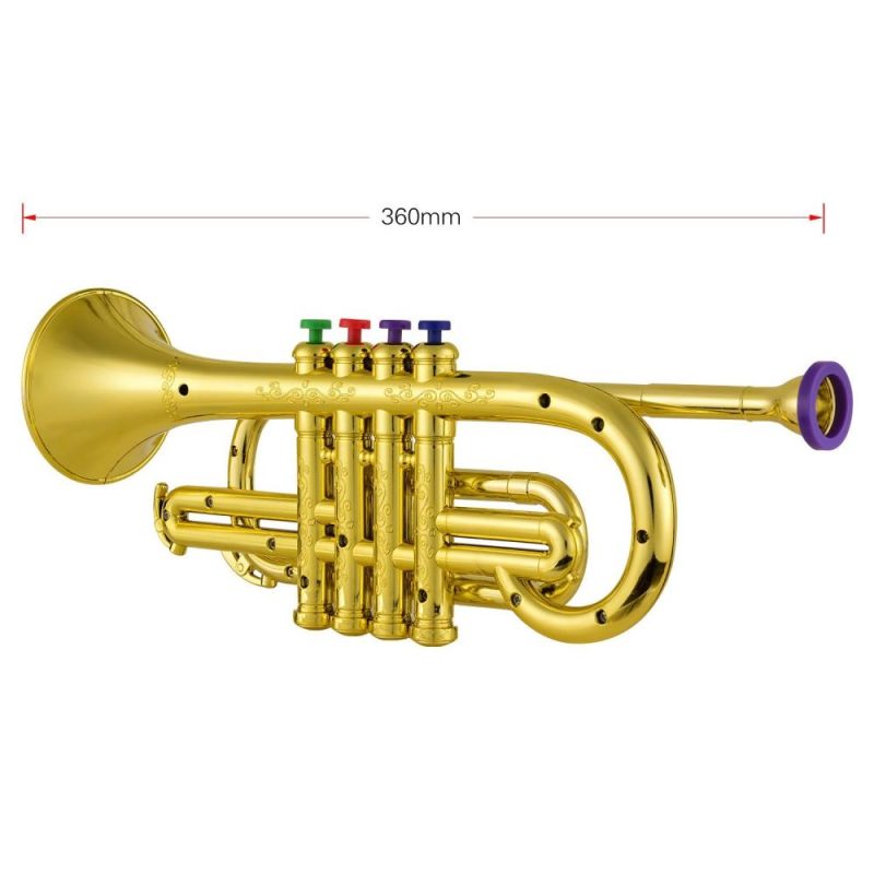 Others |   Trumpet Kids Musical Wind Instruments ABS Metallic Gold Trumpet with 4 Colored Keys Gold Musical Instruments Gold