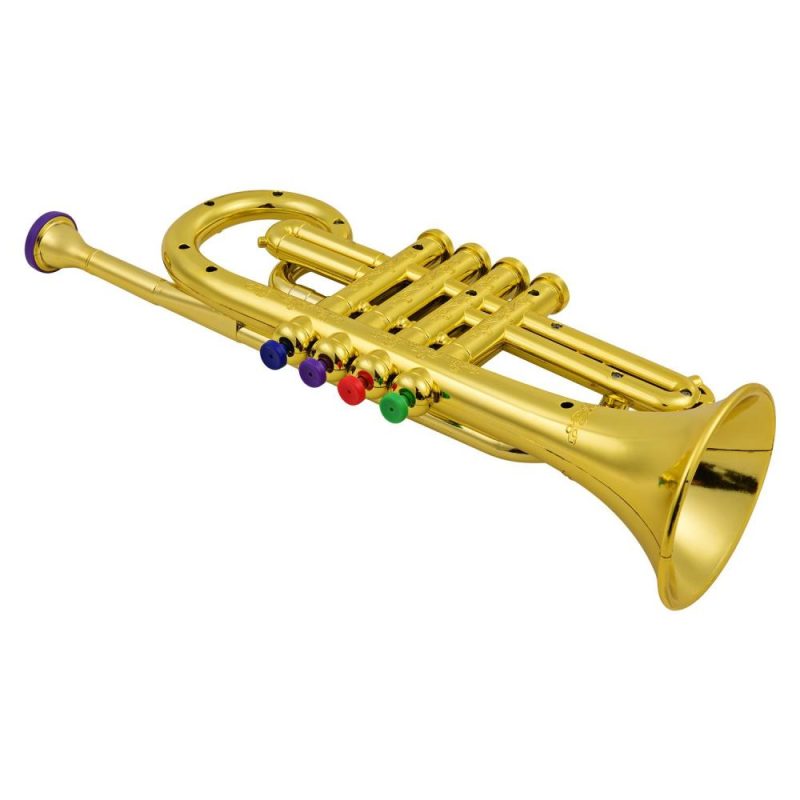 Others |   Trumpet Kids Musical Wind Instruments ABS Metallic Gold Trumpet with 4 Colored Keys Gold Musical Instruments Gold