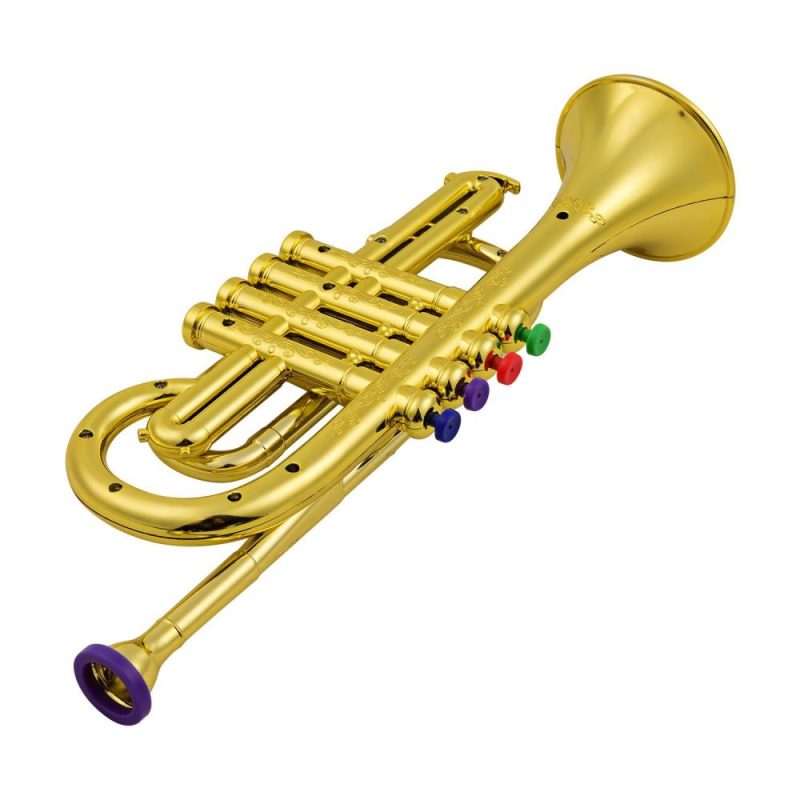 Others |   Trumpet Kids Musical Wind Instruments ABS Metallic Gold Trumpet with 4 Colored Keys Gold Musical Instruments Gold