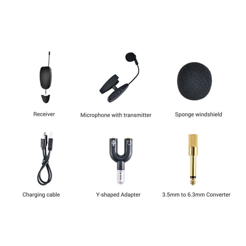 Others |   UHF Wireless Cardioid Condenser Microphone Clip-on Musical Instrument Mic for Saxophone Trumpets Clarinet Black Musical Instruments Black