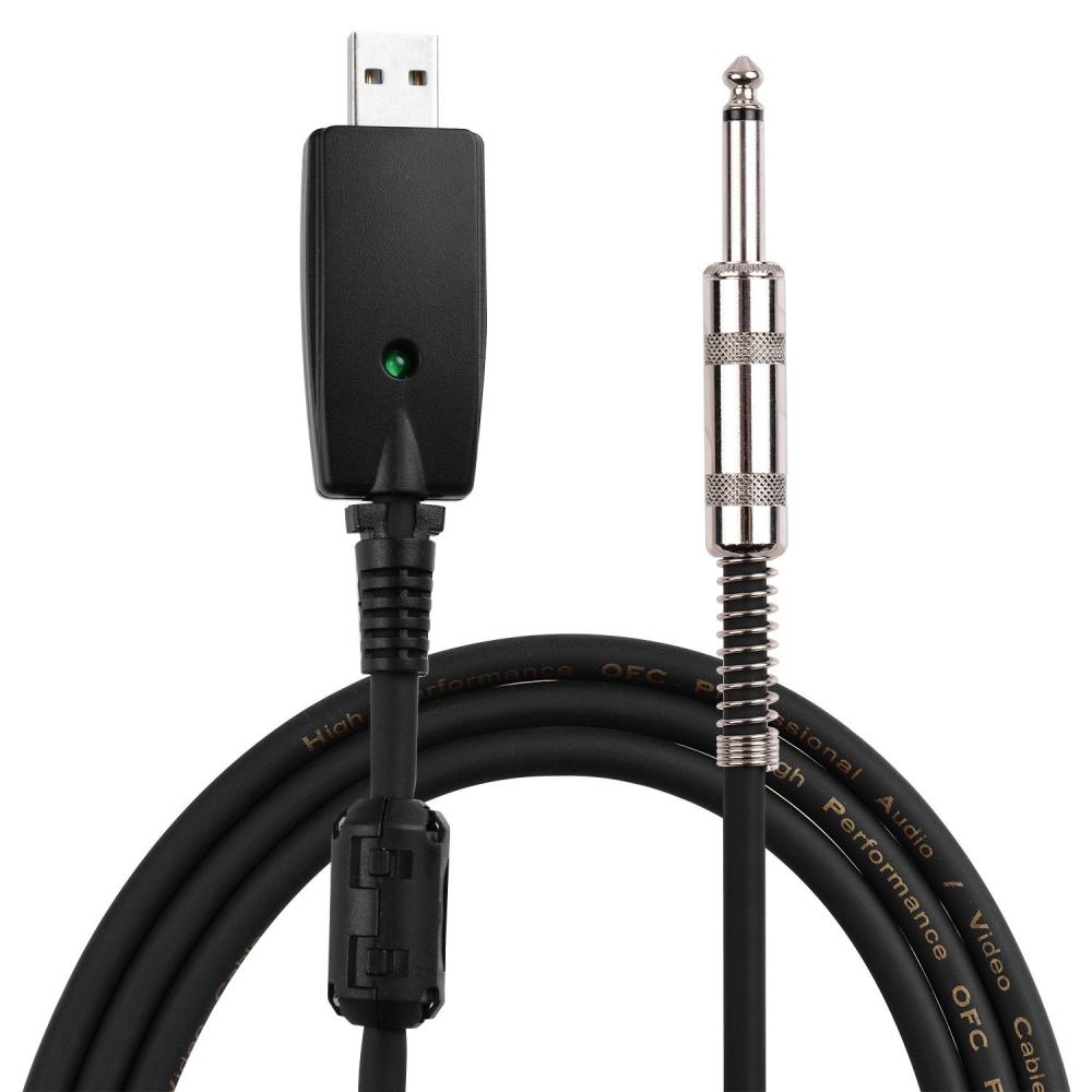 Others |   USB Guitar Andio Cable USB Male Interface to 6.35mm (1/4inch) Mono Electric Guitar Connection Cable Black Musical Instruments Black