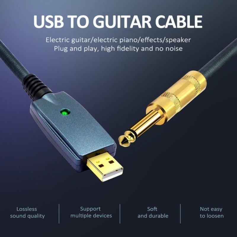 Others |   USB Guitar Cable Electric Guitar Accessories Guitar Audio Connector Cord Adapter 6.35mm Guitar Cable Interface Multicolour Musical Instruments Multicolour