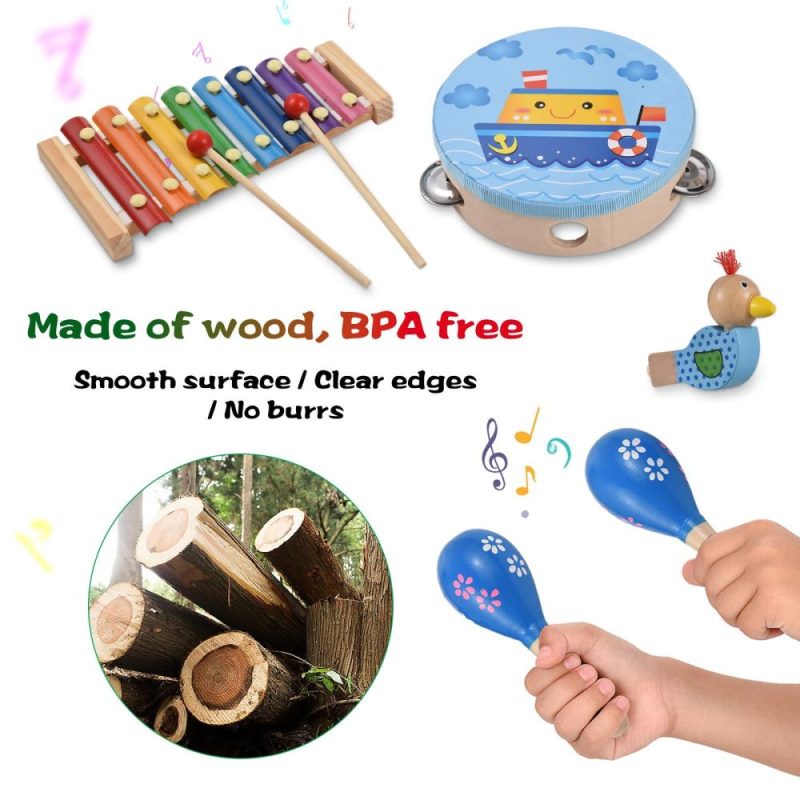 Others |   Wooden Percussion Instruments Set with Storage Bag Percussion Accessories Colorful Musical Instruments Colorful