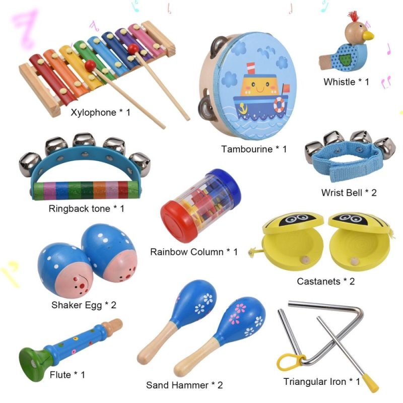 Others |   Wooden Percussion Instruments Set with Storage Bag Percussion Accessories Colorful Musical Instruments Colorful