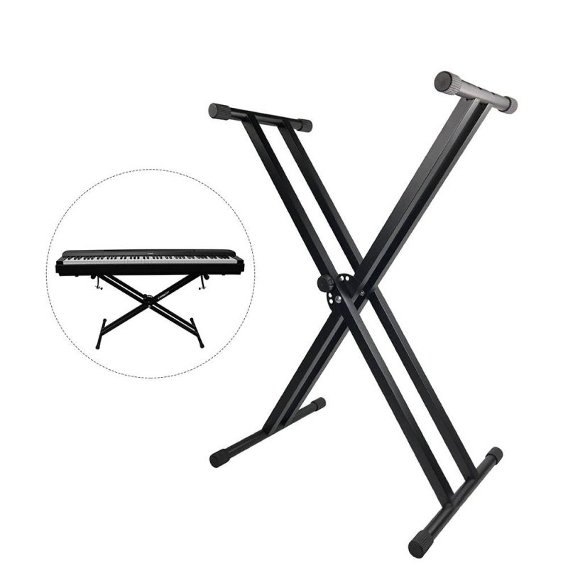 Others |   X-Style Piano Keyboard Stand Adjustable and Portable Heavy Duty Music Stand with Anchoring Strap Black Black Musical Instruments Black