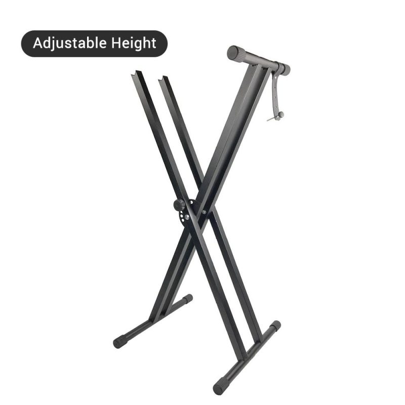 Others |   X-Style Piano Keyboard Stand Adjustable and Portable Heavy Duty Music Stand with Anchoring Strap Black Black Musical Instruments Black