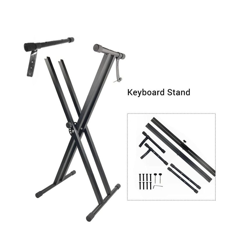 Others |   X-Style Piano Keyboard Stand Adjustable and Portable Heavy Duty Music Stand with Anchoring Strap Black Black Musical Instruments Black