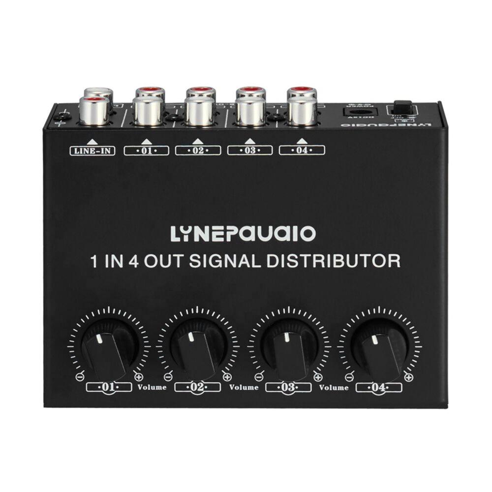 Pro Audio Equipment |   1-in-4-out Stereo Audio Amplifier Amp Signal Distributor Black Musical Instruments Black