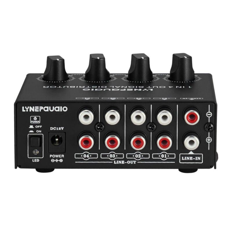 Pro Audio Equipment |   1-in-4-out Stereo Audio Amplifier Amp Signal Distributor Black Musical Instruments Black