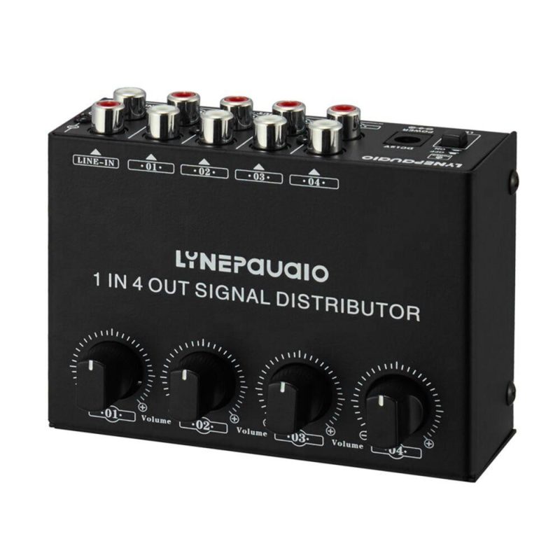 Pro Audio Equipment |   1-in-4-out Stereo Audio Amplifier Amp Signal Distributor Black Musical Instruments Black