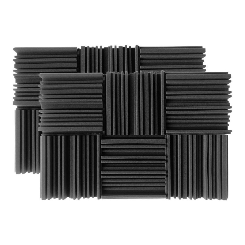 Pro Audio Equipment |   12pcs 10*10*2inch High Density Studio Acoustic Foams Panels Sound Insulation Foam Fire Retardant Black Musical Instruments Black