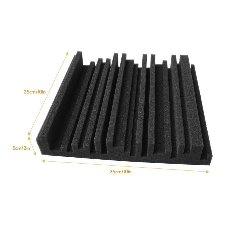 Pro Audio Equipment |   12pcs 10*10*2inch High Density Studio Acoustic Foams Panels Sound Insulation Foam Fire Retardant Black Musical Instruments Black