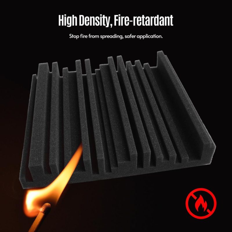 Pro Audio Equipment |   12pcs 10*10*2inch High Density Studio Acoustic Foams Panels Sound Insulation Foam Fire Retardant Black Musical Instruments Black