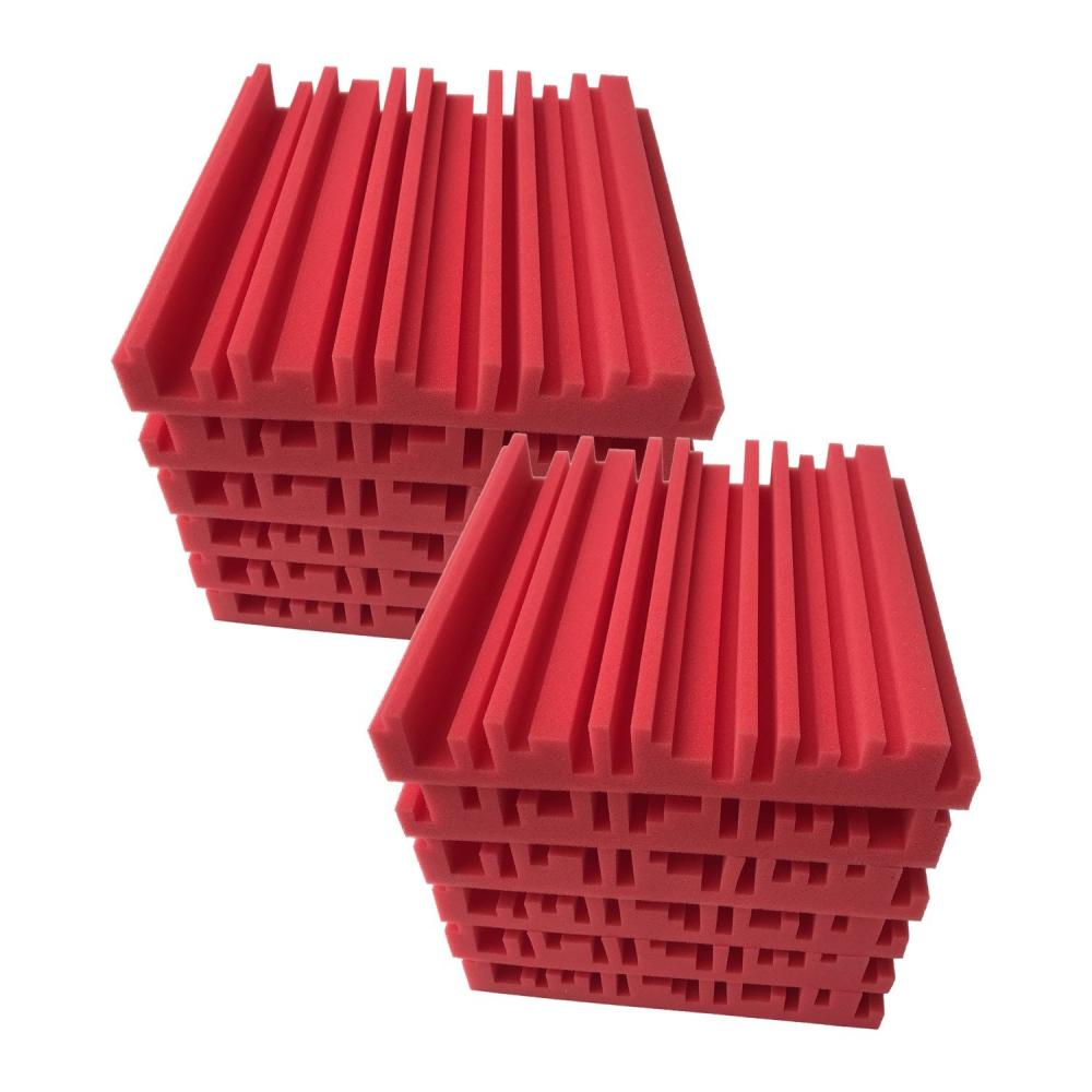 Pro Audio Equipment |   12pcs 10*10*2inch High Density Studio Acoustic Foams Panels Sound Insulation Foam Fire Retardant Red Musical Instruments Pro Audio Equipment