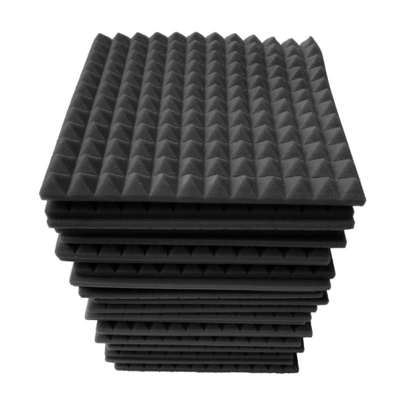 Pro Audio Equipment |   12pcs 12*12*1inch High Density Studio Acoustic Foams Panels Sound Insulation Foam Fire Retardant Black Musical Instruments Black