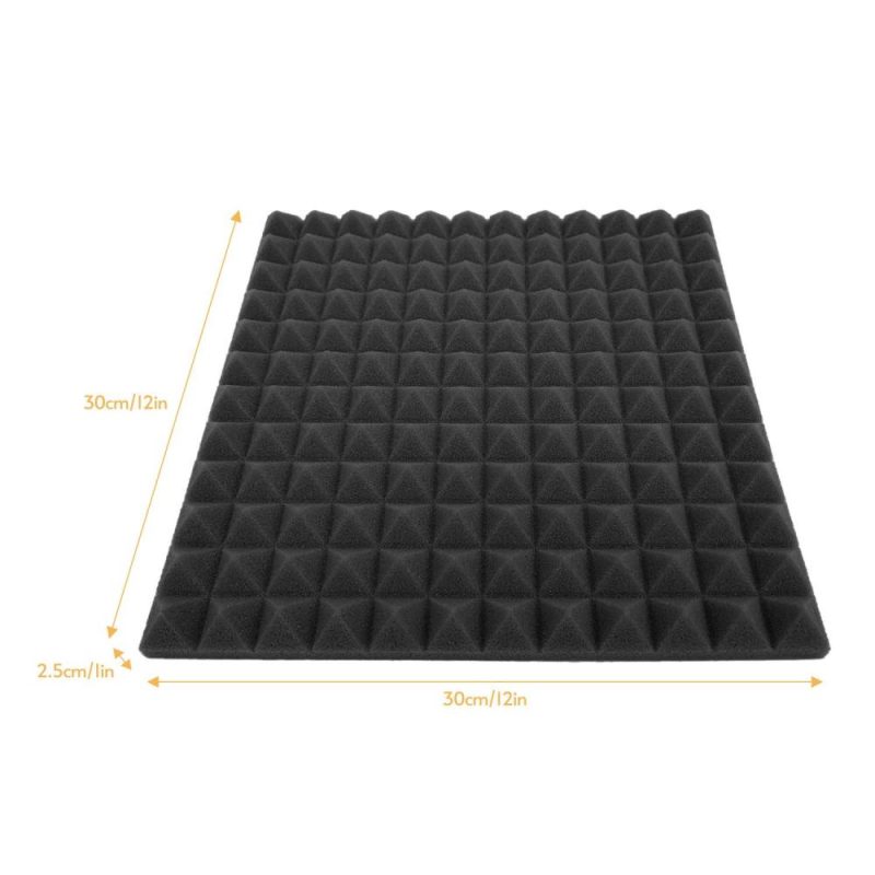 Pro Audio Equipment |   12pcs 12*12*1inch High Density Studio Acoustic Foams Panels Sound Insulation Foam Fire Retardant Black Musical Instruments Black