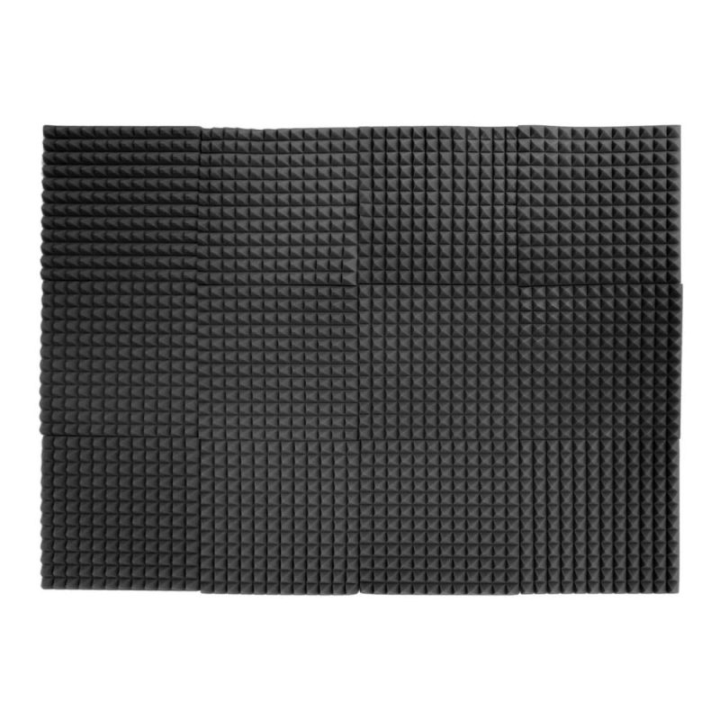 Pro Audio Equipment |   12pcs 12*12*1inch High Density Studio Acoustic Foams Panels Sound Insulation Foam Fire Retardant Black Musical Instruments Black