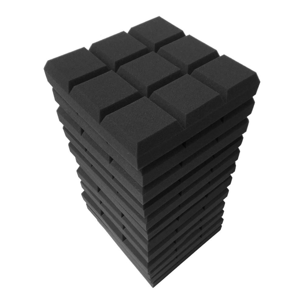 Pro Audio Equipment |   12pcs 12*12*2inch Studio Acoustic Foams Panels Sound Insulation Foam Black Musical Instruments Black