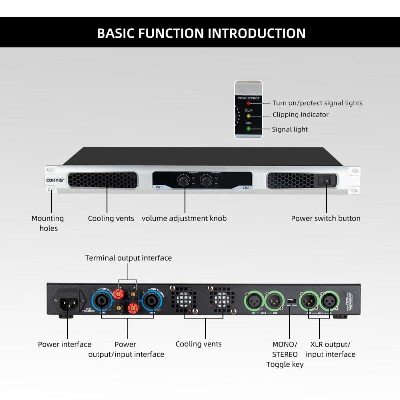 Pro Audio Equipment |   2 Channel Power Amplifier Professional Digital Power Amplifier Black Musical Instruments Black