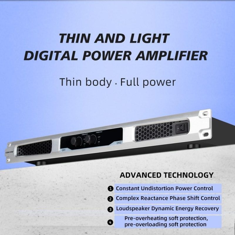 Pro Audio Equipment |   2 Channel Power Amplifier Professional Digital Power Amplifier Black Musical Instruments Black