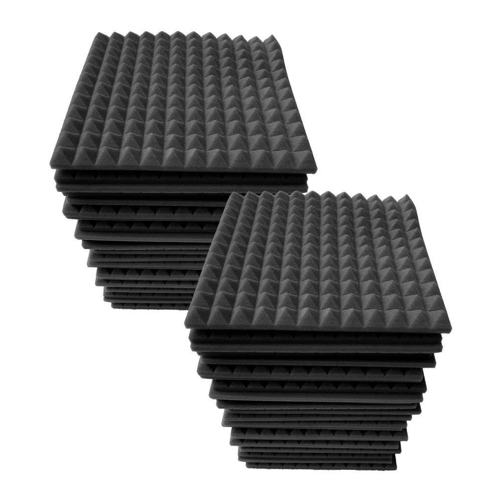 Pro Audio Equipment |   24pcs 12*12*1inch High Density Studio Acoustic Foams Panels Sound Insulation Foam Fire Retardant Black Musical Instruments Black