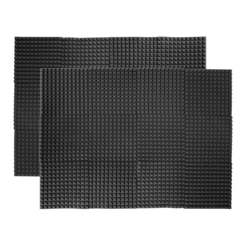 Pro Audio Equipment |   24pcs 12*12*1inch High Density Studio Acoustic Foams Panels Sound Insulation Foam Fire Retardant Black Musical Instruments Black