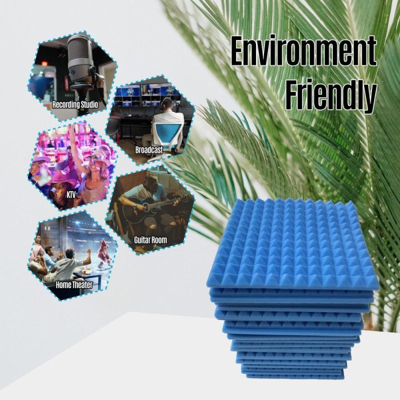 Pro Audio Equipment |   24pcs 12*12*1inch High Density Studio Acoustic Foams Panels Sound Insulation Foam Fire Retardant Blue Musical Instruments Blue