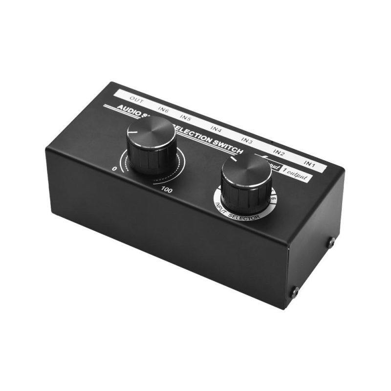 Pro Audio Equipment |   6-in-1-out Audio Signal Selector Switcher QH-06 6 Input & 1 Output Source Selection Switcher Black Musical Instruments Black