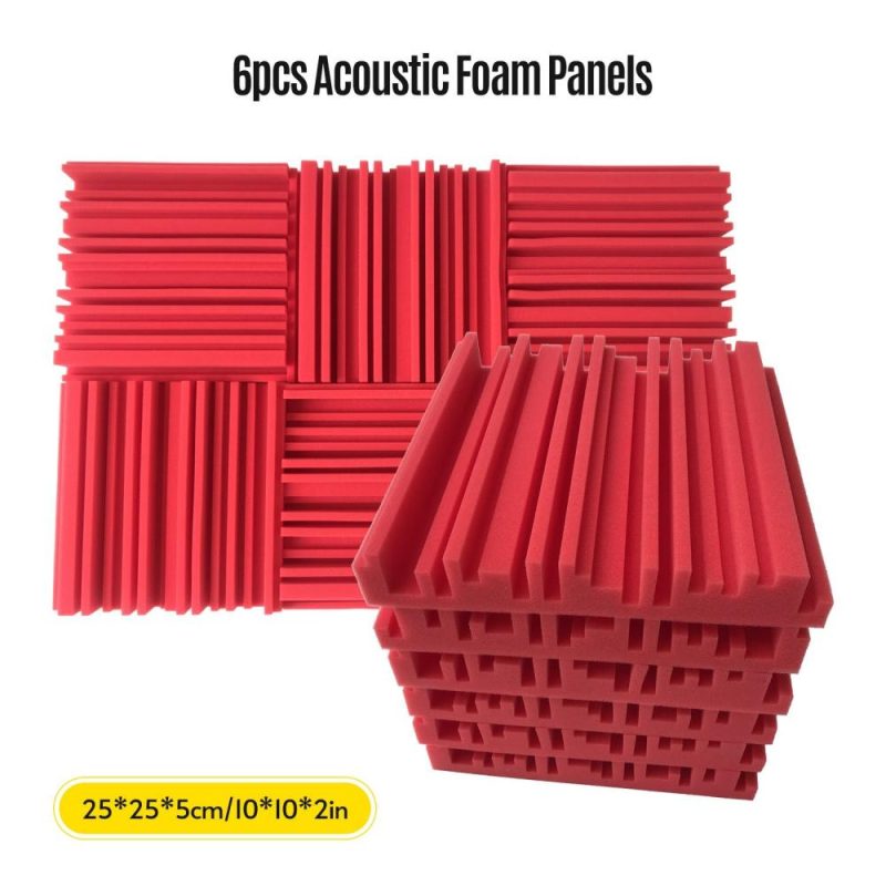 Pro Audio Equipment |   6pcs 10*10*2inch High Density Studio Acoustic Foams Panels Sound Insulation Foam Fire Retardant Red Musical Instruments Pro Audio Equipment