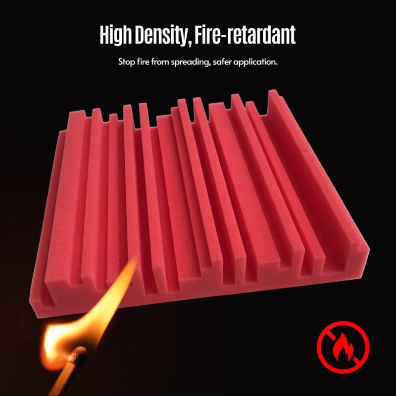 Pro Audio Equipment |   6pcs 10*10*2inch High Density Studio Acoustic Foams Panels Sound Insulation Foam Fire Retardant Red Musical Instruments Pro Audio Equipment