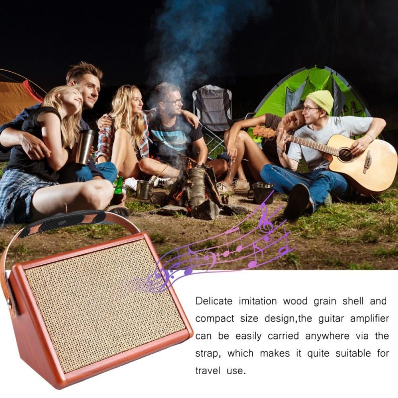 Pro Audio Equipment |   AC-15 15W Portable Acoustic Guitar Amplifier Amp BT Speaker with Microphone Orange Musical Instruments Orange