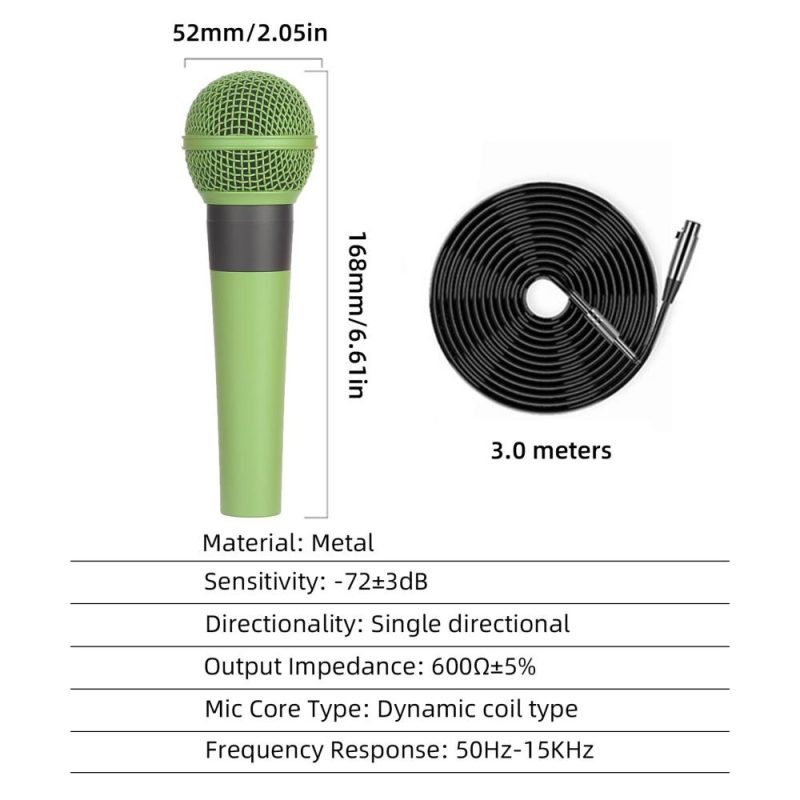 Pro Audio Equipment |   AD-58 Profession Dynamic Microphone Wired Mic Green Musical Instruments Green