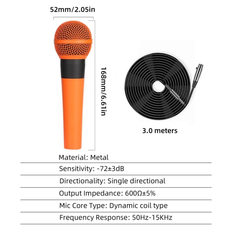 Pro Audio Equipment |   AD-58 Profession Dynamic Microphone Wired Mic Orange Musical Instruments Orange