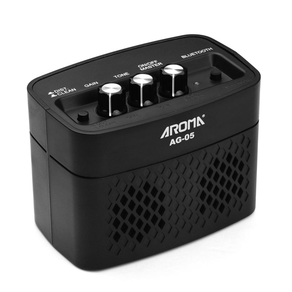 Pro Audio Equipment |   AG-05 Bluetooth Electric Guitar Amp Amplifier 5-Watt Stereo Output Distortion Gain Tone Control 3.5mm Monitoring 6.35mm Input with Rechargeable 2200mAh Battery Black Musical Instruments Black