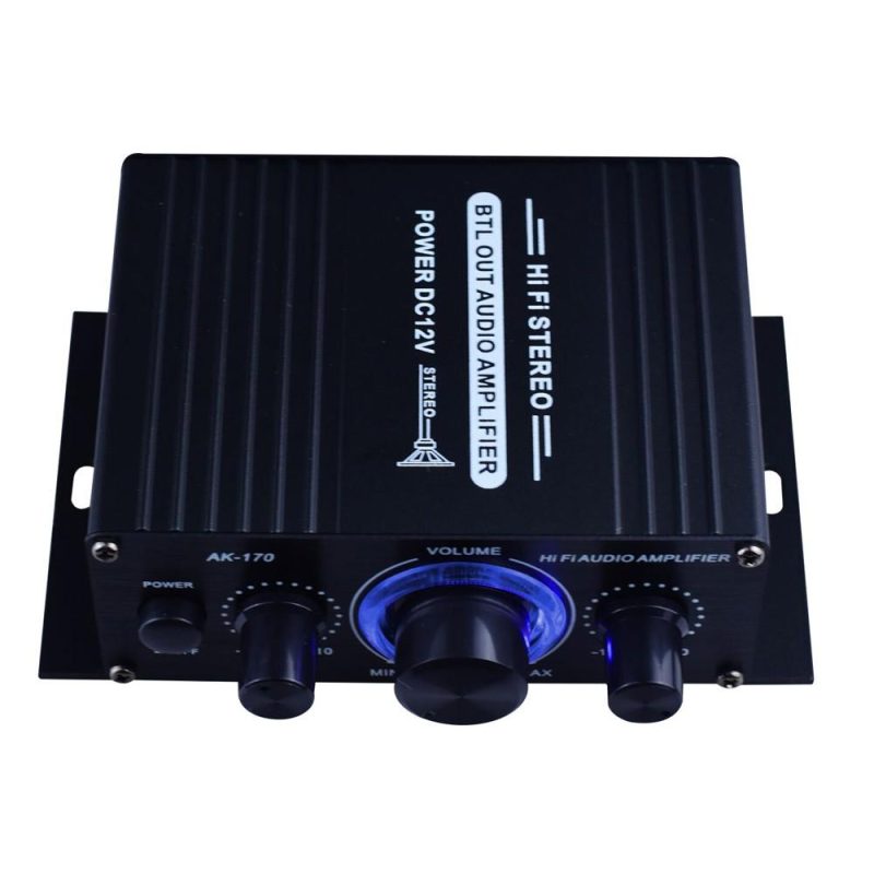 Pro Audio Equipment |   AK170 Mini Audio Power Amplifier Portable Sound Amplifier Speaker Amp for Car and Home Black Musical Instruments Black